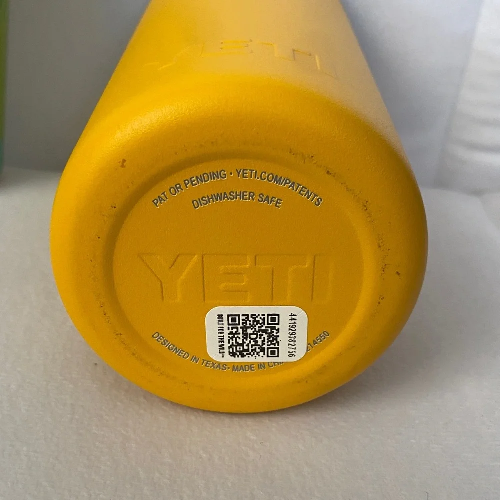 Yeti Yellow Slim Can Cooler with Black Top - Picture 3 of 4